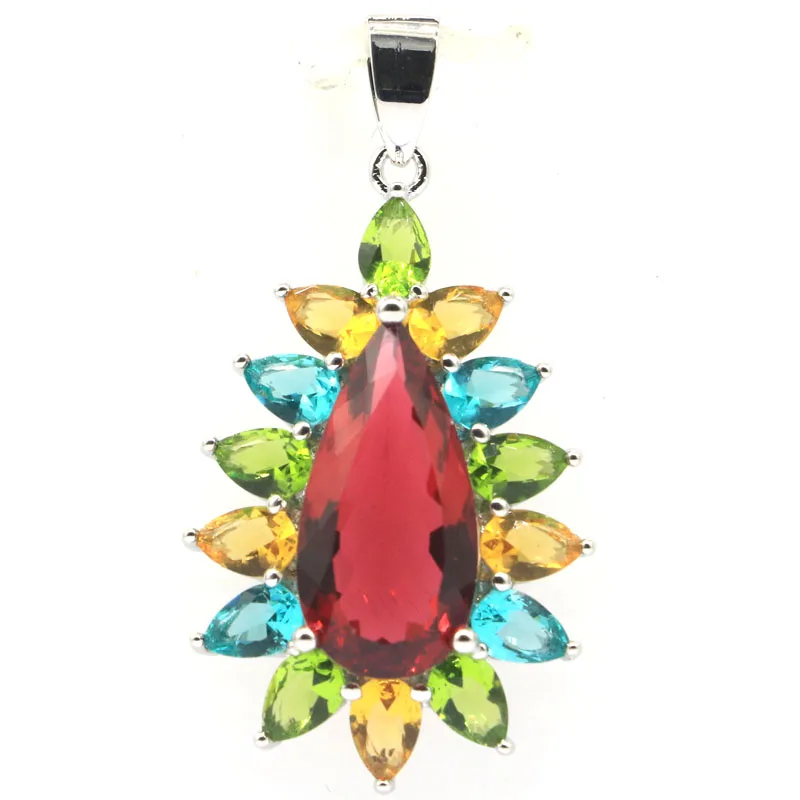 

Buy 3 Get 1 Free 41x22mm Multi Color Rhodolite Garnet Aquamarine Golden Citrine Peridot Rainbow Mystic Topaz Silver Pendant