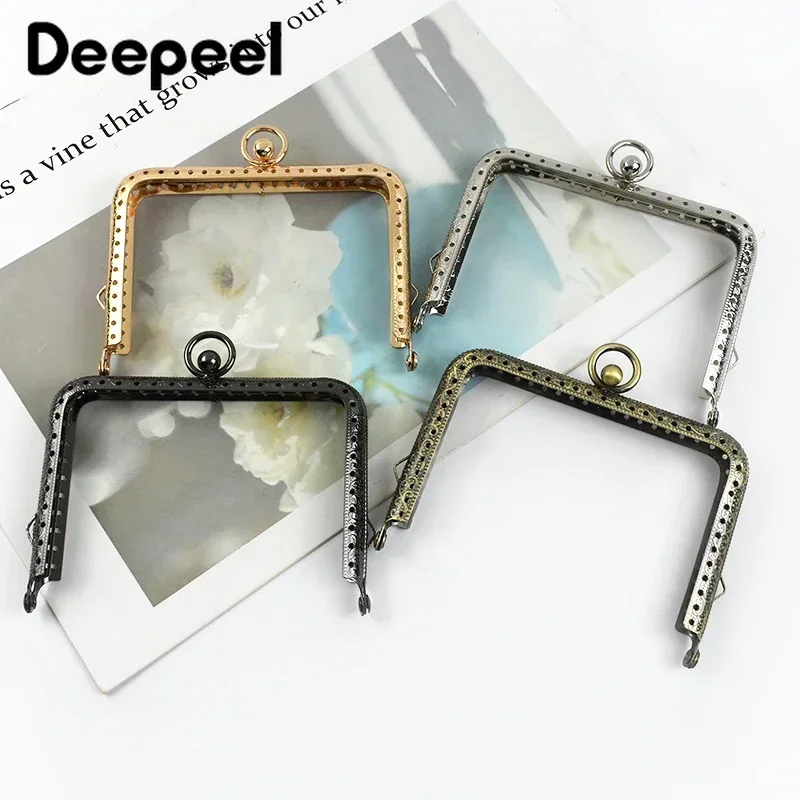 

2/5Pcs Deepeel 11/12/13cm Embossed Metal Bag Handles Square Purse Frame Kiss Clasp wallet Brackets DIY Handmade Accessories