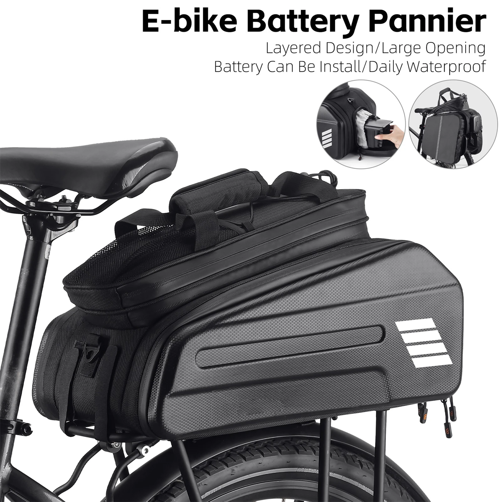 

E-Bike RearSeat Bag Electric Battery Bag Expandable Large Capacity Rack Seats Bag Waterproof Cycle Bag Cycle Bag