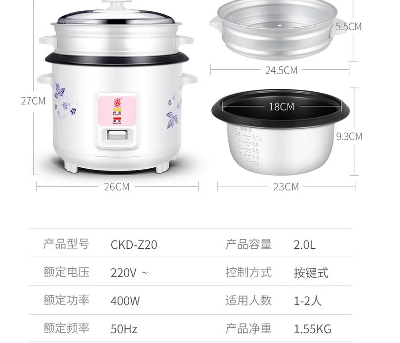 Tam Giác Mini CKD-Z20 Điện Gia Dụng Nồi Cơm Điện 2L Inox Toàn Lót 220-230-240v Canh Hộ Gia Đình Điện