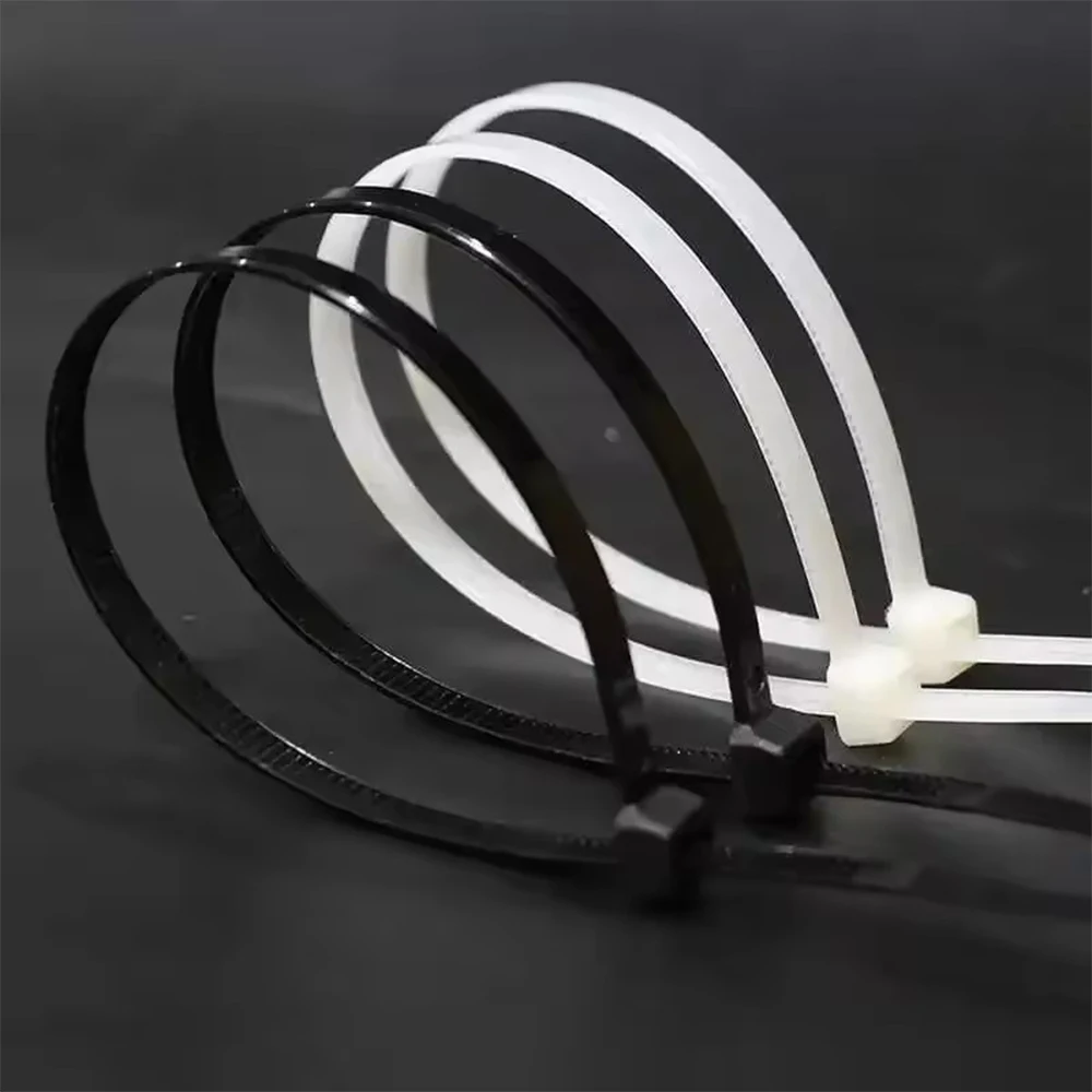 

500Pcs Nylon Zip Ties Industrial Grade Straps White Black Strong Binding Rope Environmentally Friendly Self-locking Plastic Cabl