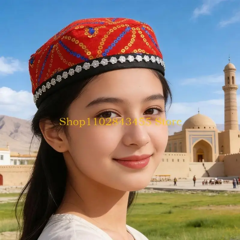 49MC Practical Costume Hat With Eye Catching Geometric Patterns Flexible Travel Hat