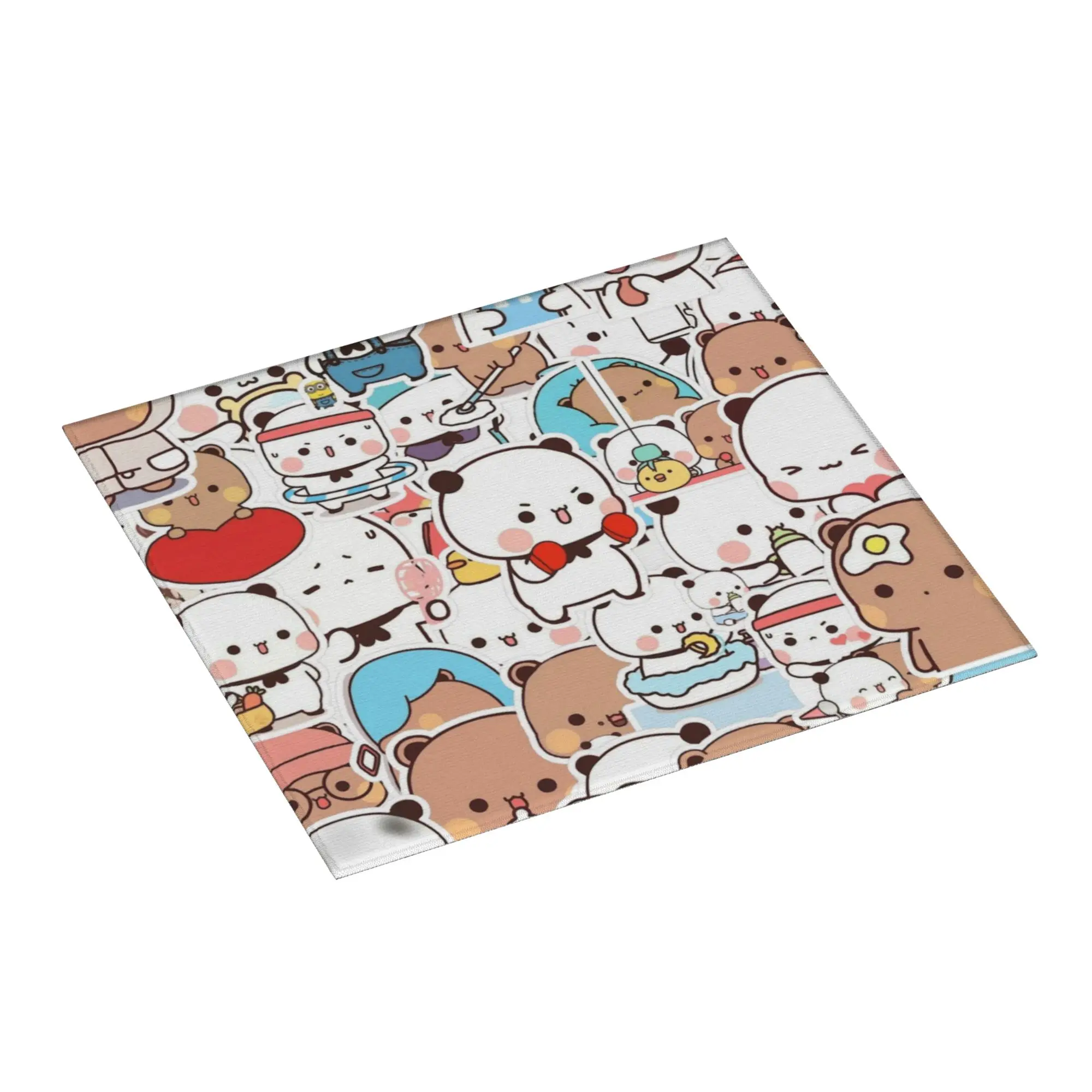 Drying Mat For Kitchen Panda Bear And Brownie True Love BUBU DUDU Couple Water Absorbent Reusable Kitchen Counter Protector Mat