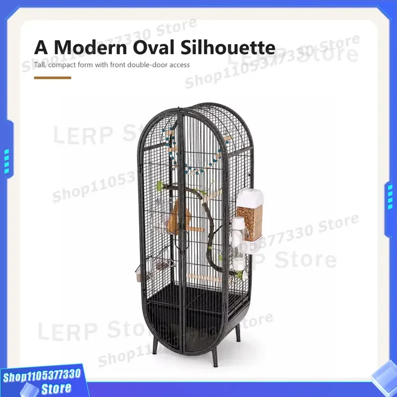 38x27x100cm Large Metal Bird Cage Double Door Parrot Flying Cage Wire Budgie Canary House Full Open Design for Small Pets