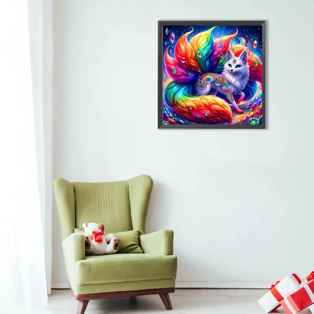 Diamond Painting Family Full Fairy Dust Diamond Dot Art Colorful Fox Crystal Resin Mosaic Painting Kit AB Drill Cross Stitch Set
