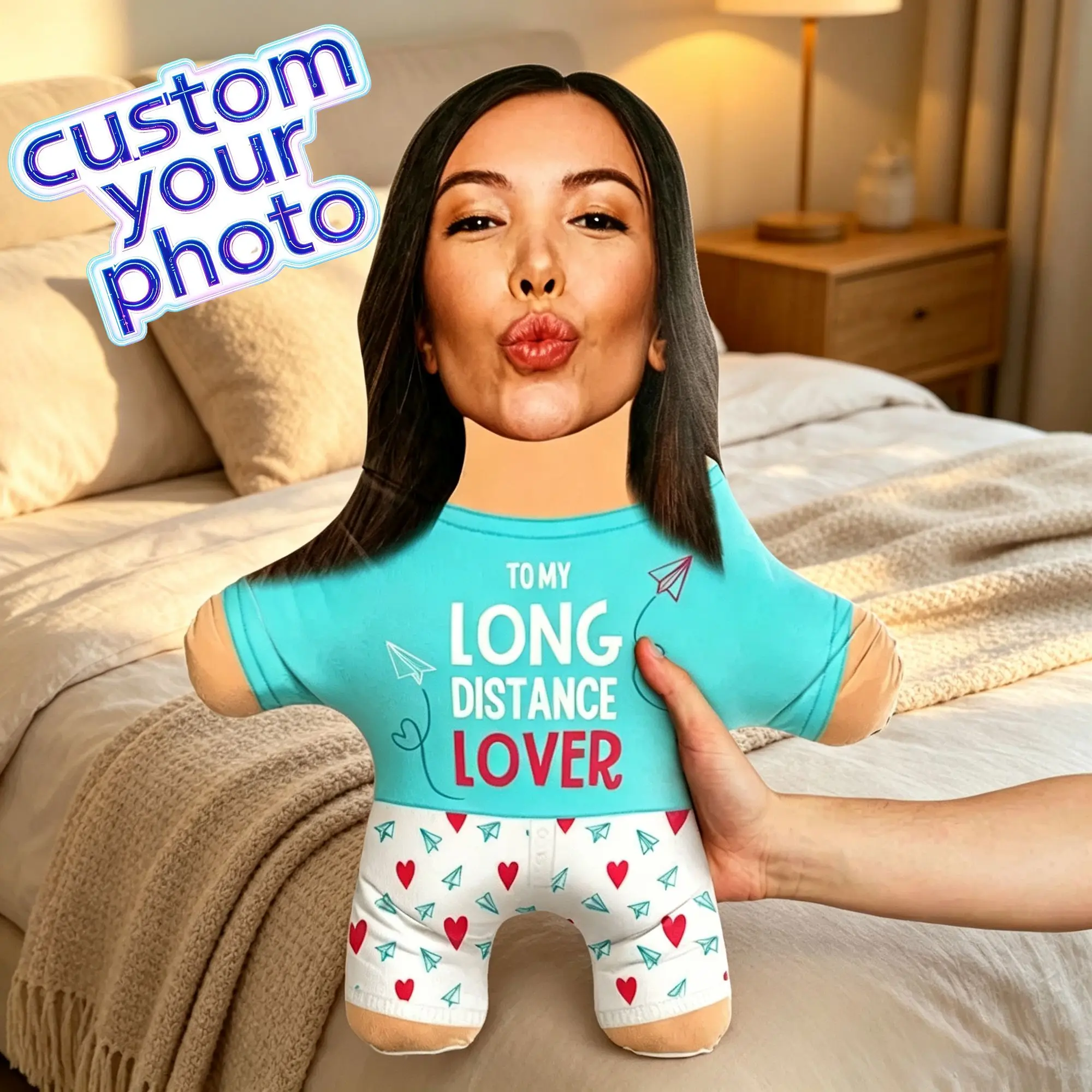 Custom To My Long Distance Lover Pillow Cushion Double Sided  Cushions Personalized Plush Pillows for Sofa Gift for Girlfriend