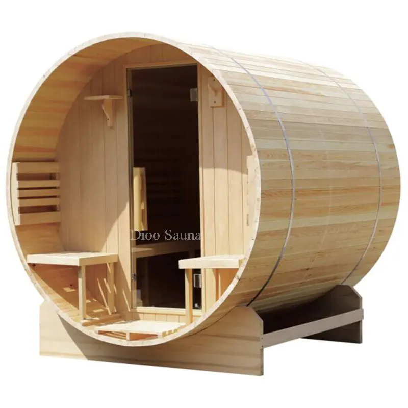Saunas portátiles baratas fábrica al aire libre moderna madera maciza al aire libre 8 pies vista panorámica Sauna barril de cedro rojo Shenzhen China 15A