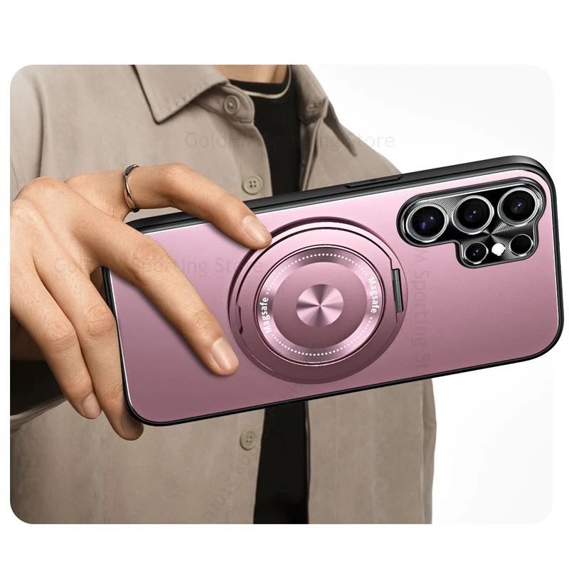 Magnetic Kickstand Case For Samsung S26 Ultra 360° Ring Holder Stand Matte For Magsafe Magsafing Cover For Galaxy S25 Ultra S24