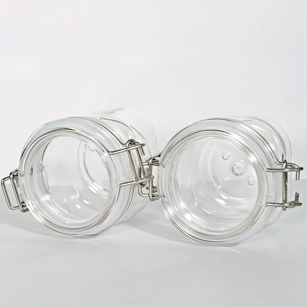

2Pcs Airtight Storage Bottle Sealed Empty Jars Honey Jar Food Container Transparent PET Stainless Steel Multifunctional