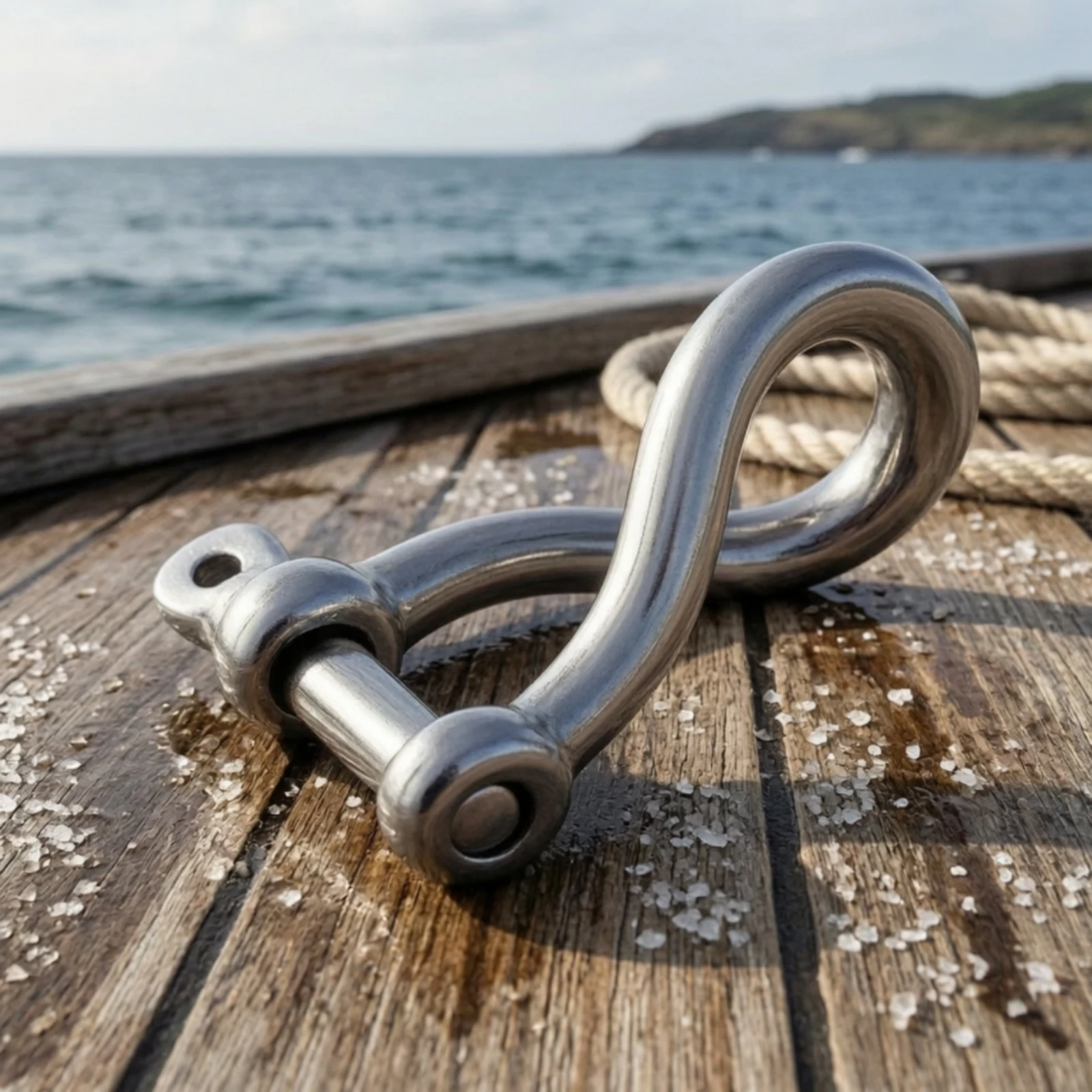 Bow Shackle with Screw Pin Polished Screw Pin Shackle Hardware Heavy-Duty Multi-Purpose for Boaters, Boats, Rigging view 3