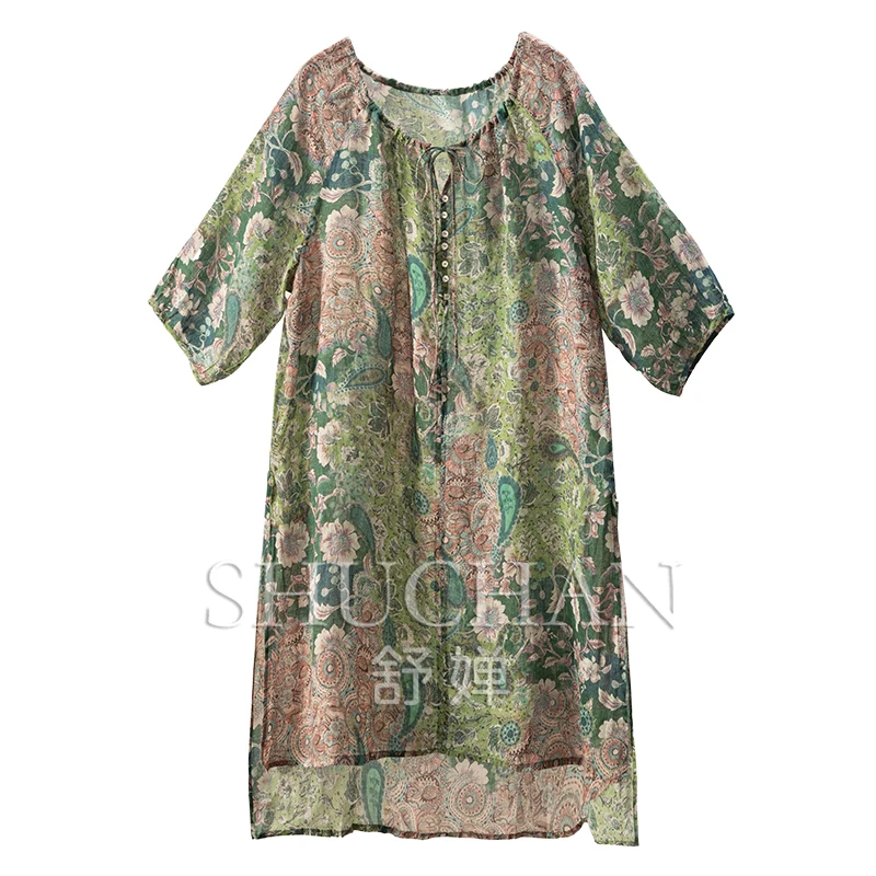 

Высококачественная длинная блузка с круглым вырезом и рукавами семи четвертей, женская летняя тонкая блузка Mujer De Moda 2025