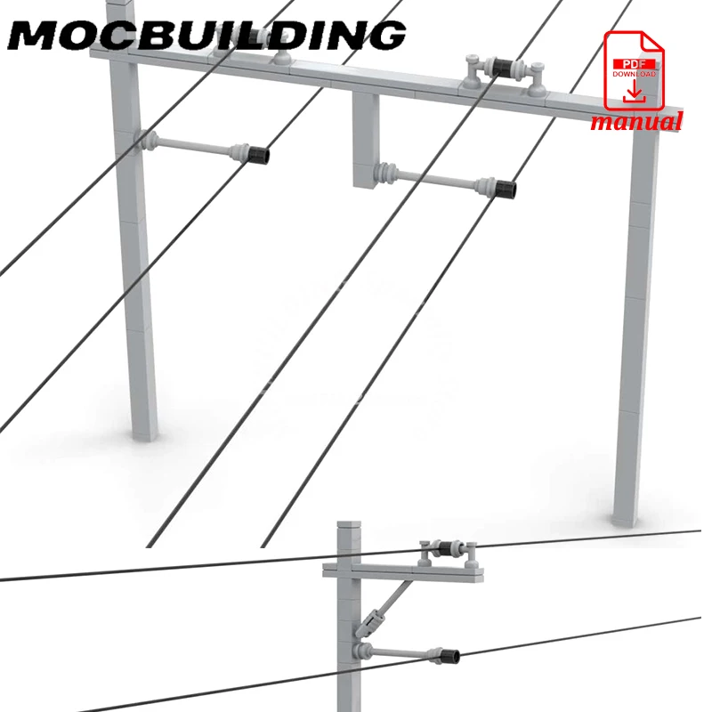 Overhead Wire Double Track City Tram Railway Add-on Model Overhead Wire Single Track MOC Building Blocks Brick Toys Gift