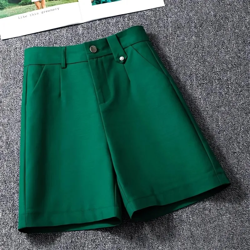 

High Waist Slim Straight Leg Casual Suit Wide Leg Shorts