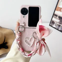 Korean Cute Scarf Portable Rope Flashing Phone Case Suitable for OPPO Find N2 Flip N3 Flip Love Shockproof Back Cover