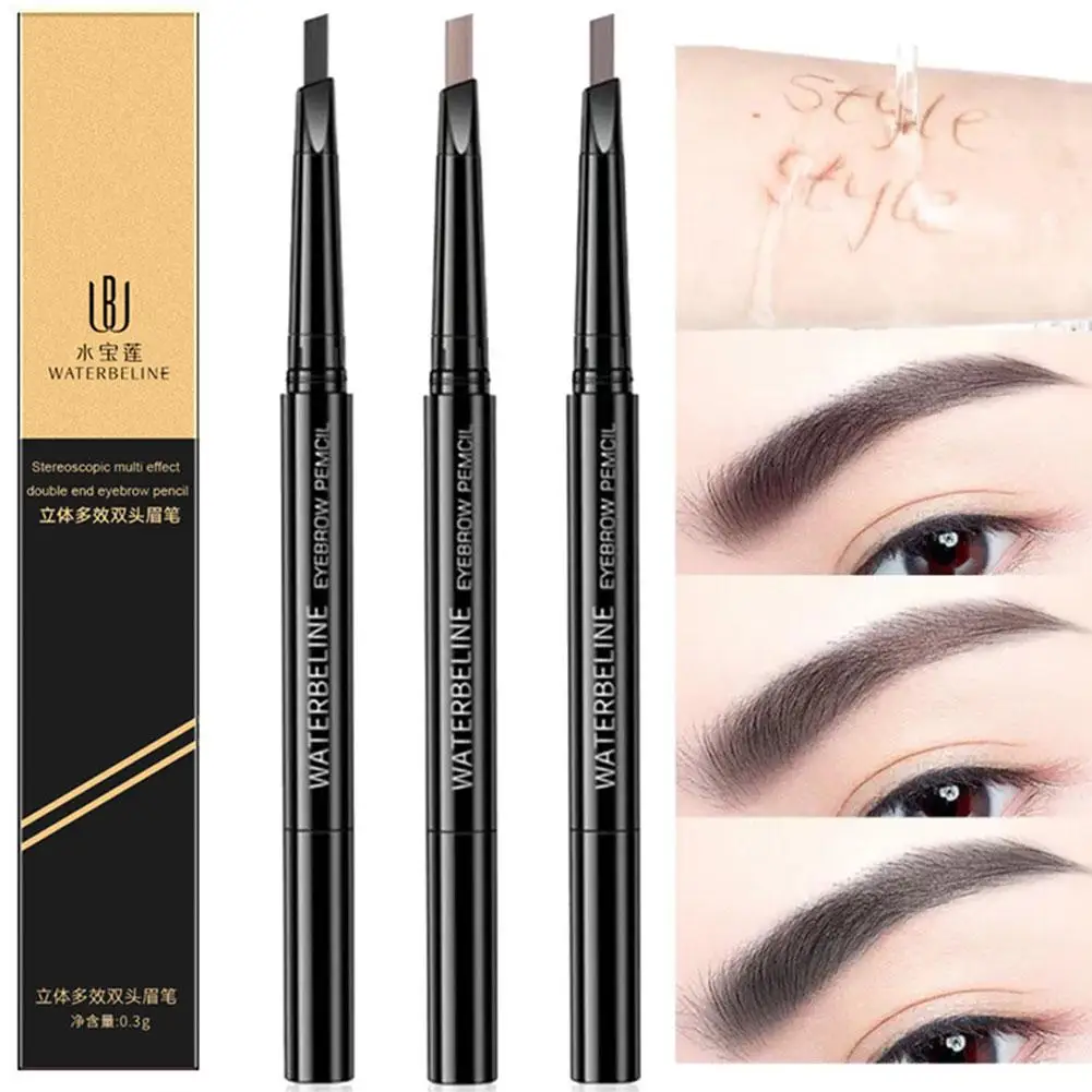 Double Headed Brow Pen Three-dimensional Multi Effect Tool And Cosmetic Beauty Sweat Anti Waterproof Brow Pen D1E9