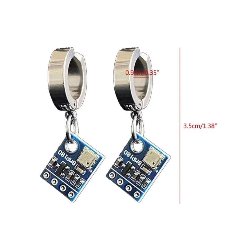 Cyberpunk Colorful Circuit Board Earrings Stainless Steel Hoop Earrings For Men Women Unique Earrings Party Jewelry