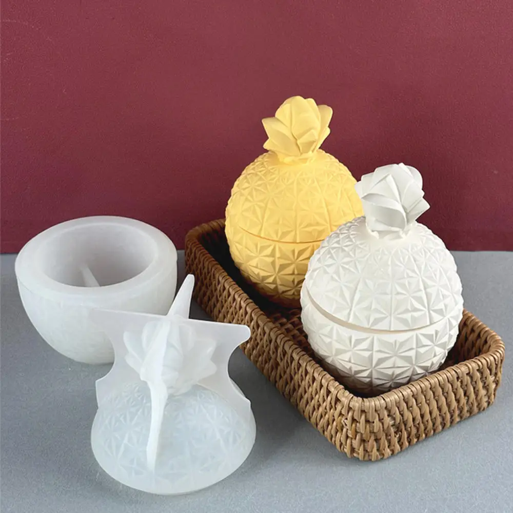 3D Pineapple Shape Jar Silicone Mold DIY Handmade Plaster Resin Candle Pot Jewelry Storage Box Casting Molds Home Decor Ornament