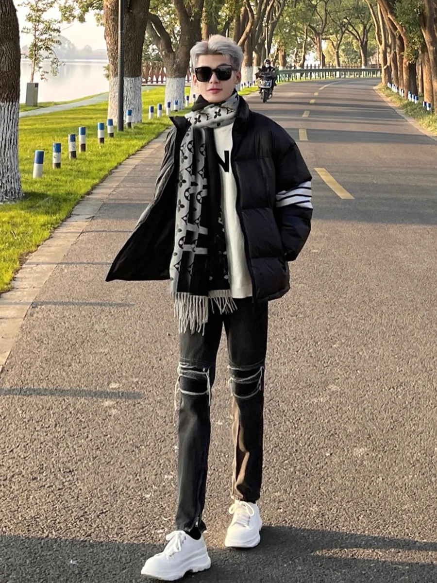 

Мужские джинсы Bla Distred с пэчворком и молнией, модные, зауженные, длинные, универсальные, износостойкие, прямого кроя