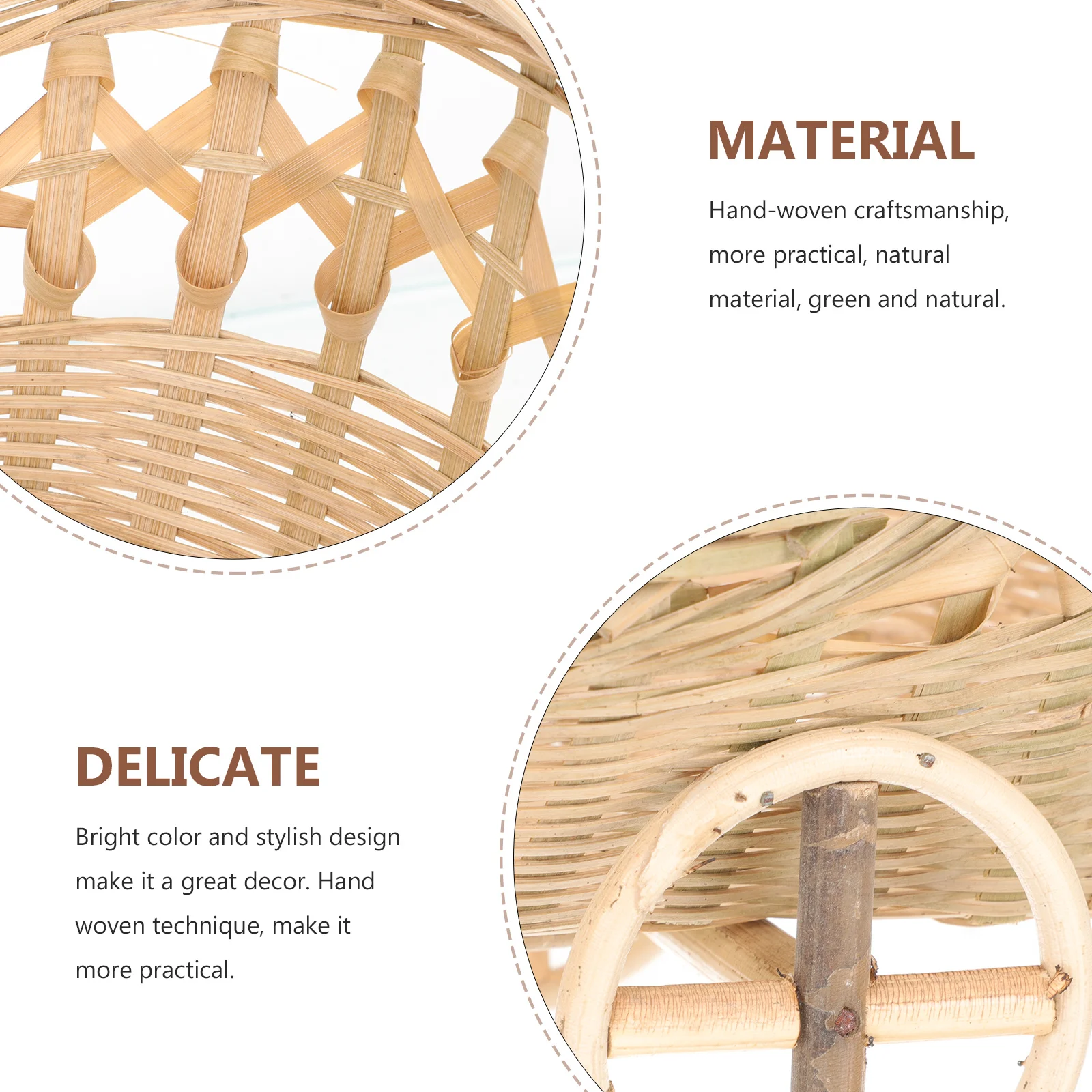 

Premium Bamboo Rattan Tricycle Food Storage Handwoven Decorative Woven Basket for Kitchen Party Wedding Home Rustic for Storage