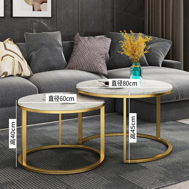 New Stainless Steel Golden Coffee Table Living Room Furniture Italian Luxury Design Marble Top Coffee Table