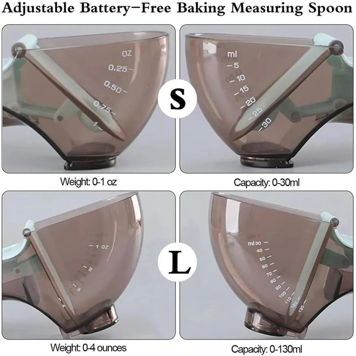 Adjustable Measuring Cup and Spoons Set Battery-Free Baking Magnetic Back Strap Kitchen Tools Graduated