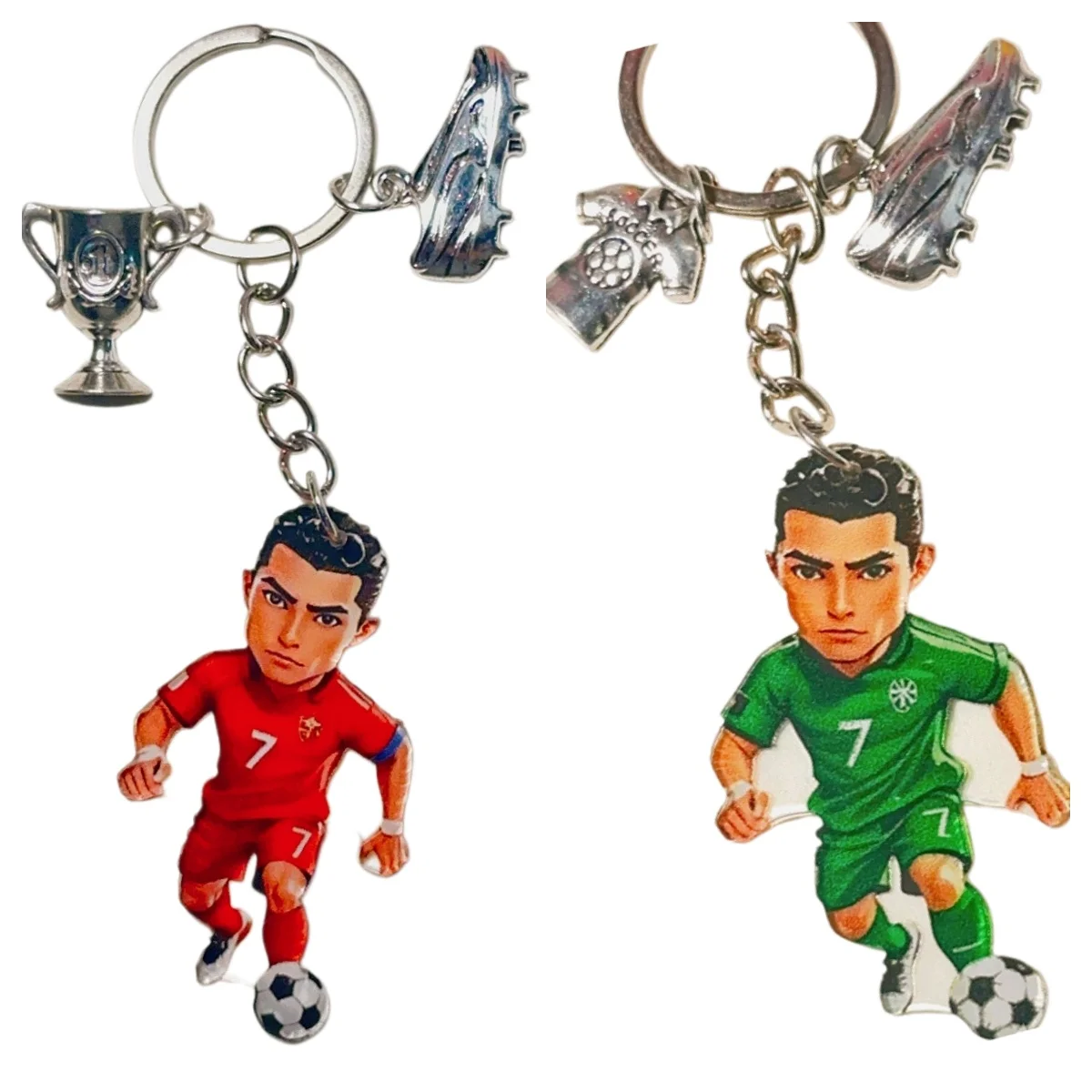 Soccer Player Keychain Football Fans Pendant Flat Acrylic Supporter Ornament Hanging Decoration Charms for Car Bags Festive Gift