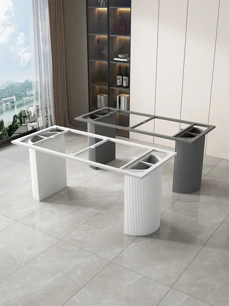 Wrought iron slate table legs, brackets, cylindrical semicircular oval dining table, tea table, office conference table