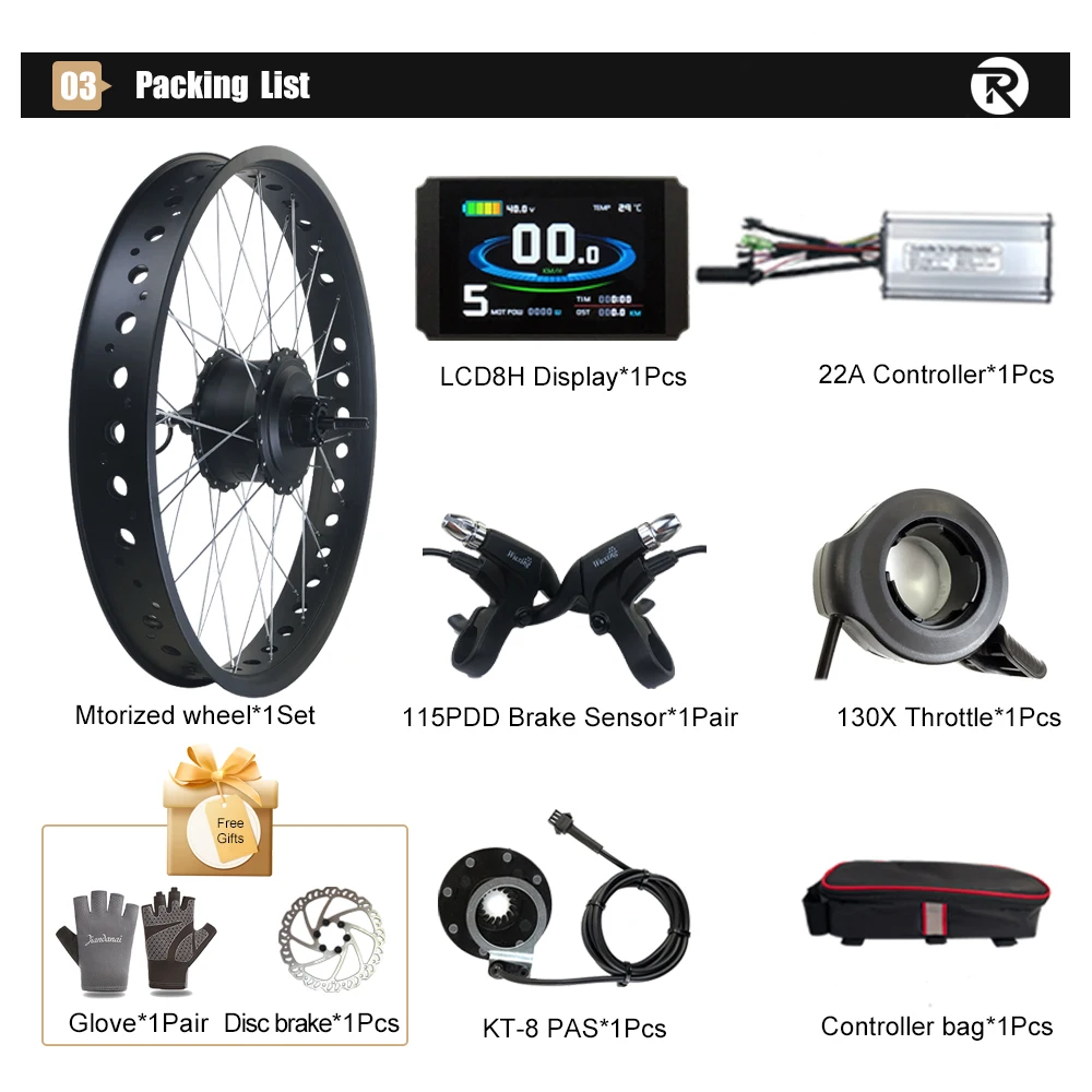 500W 36 v48v Fatbike Kit di conversione bici elettrica 20 26 pollici 4.0 pneumatico motore mozzo ruota anteriore/posteriore