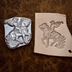 West Cowboy Design 3D Leather Embossing Mold Aluminum Alloy Stamp Leather Craft Tool Warrior on Horseback Pattern Metal Pressing