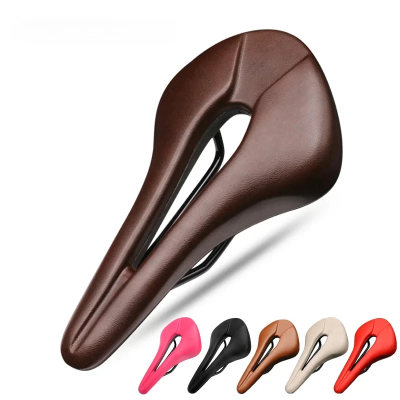 

Bicycle Saddle Breathable Hollow Design PU Leather Soft Comfortable Seat MTB Mountain Road Bike One-Piece Cushion Cycling Parts