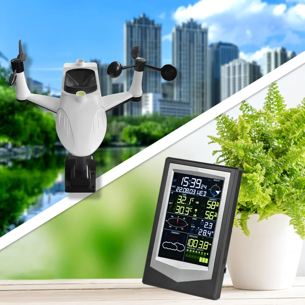 New Wireless Multifunctional Solar Weather Station with Wind Direction Wind Speed Rainfall Pressure Temperature Weather