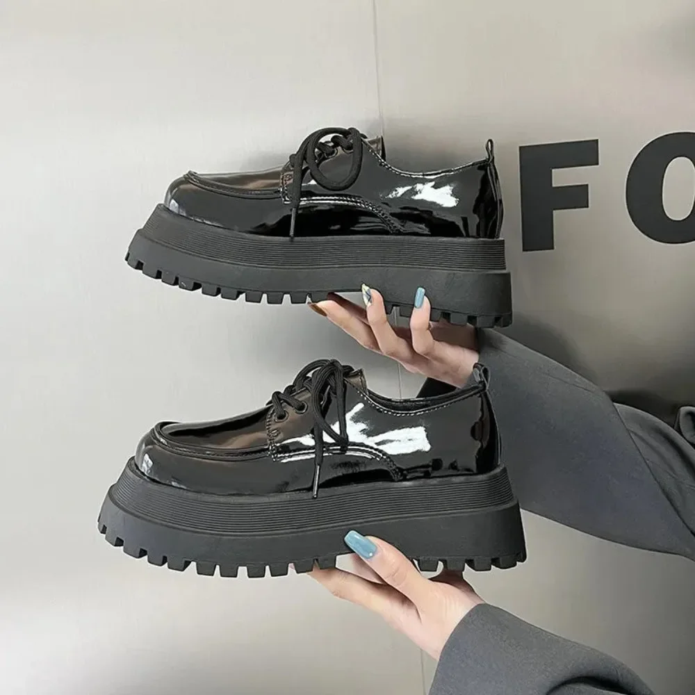 Japanese Harajuku Style Pumps for Women Fashion Casual New Designer Autumn Winter Patent Leather Platform Shoes Loafers Women