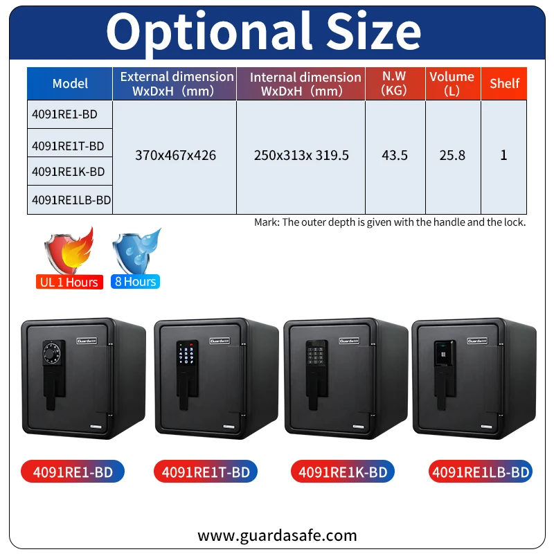custom.4091RE1K-BD-Security Fireproof Safe Box Coffre Fort Home Fire Resistant Safety Box with Digital Lock