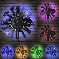 ZK50 Modern Simple Vinyl Record Color Changing Luminous Cool LED Wall Lamp Indoor Background Wall Clock USB Night Light