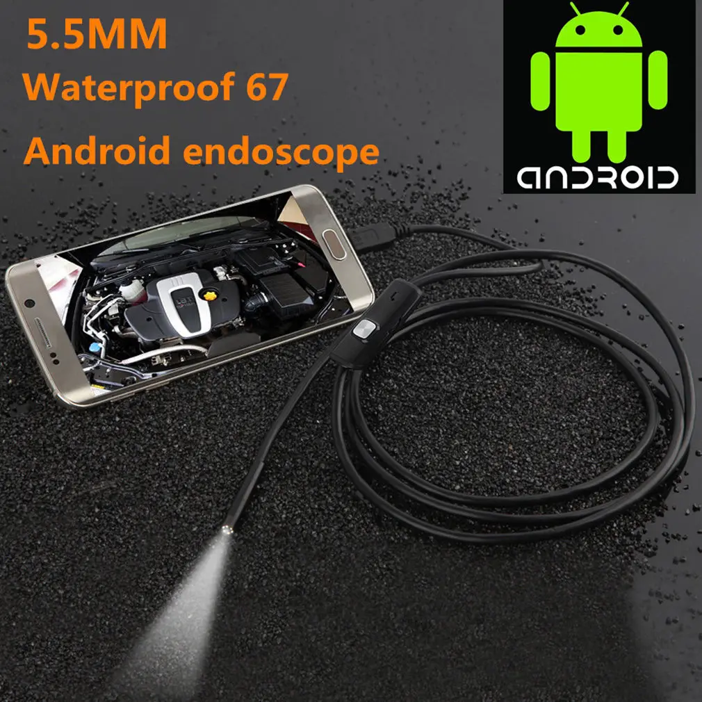 5.5MM Endoscope Camera Flexible Waterproof Mini Industrial Endoscope Camera With 6 Adjustable LED For Android Phone PC