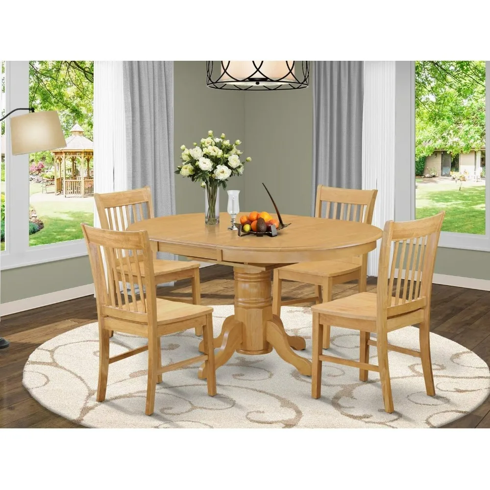 

5 Piece Dinette Set，for 4 Includes An Oval Table With Butterfly Leaf And 4 Dining Room Chairs, 42x60 Inch,conjuntos De Comedor