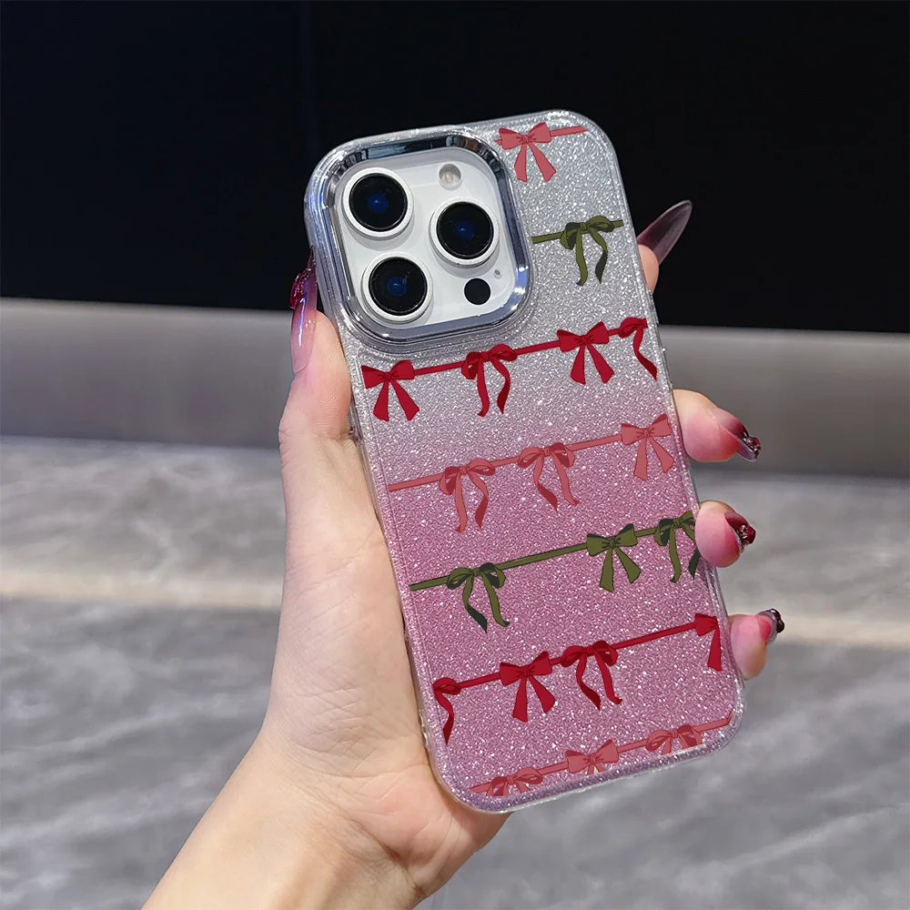 쉘 홀리데이 보우 도금 폰 케이스 (OPPO Realme 14 12 13 11 C75 C65 C63 GT3 C55 C33 C31 C30 Narzo 50 C35 Pro Plus 4G 5G 용)