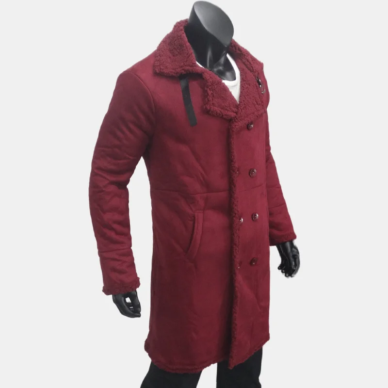 Men's Trench Clothing  Long Outerwears  Fleece Lining Men's Coat Thickened Imitation fur Men's Coats Warm Windbreaks EU Size