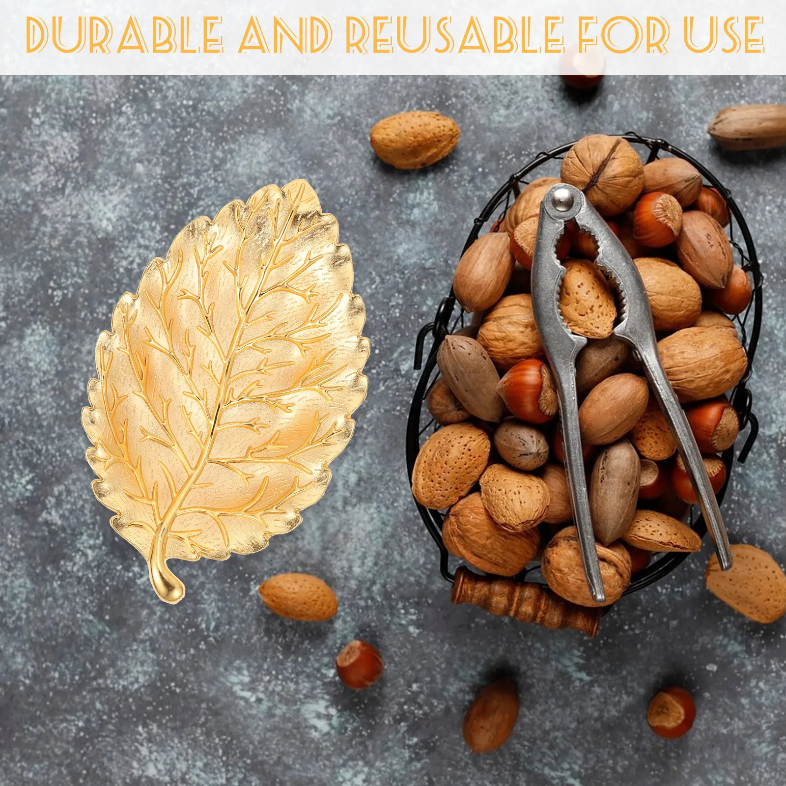 

Leaf Shape Storage Tray Premium Zinc Alloy Fruit Snack Dessert Plate Nordic Style Decorative Serving Tray for Home Bar Party