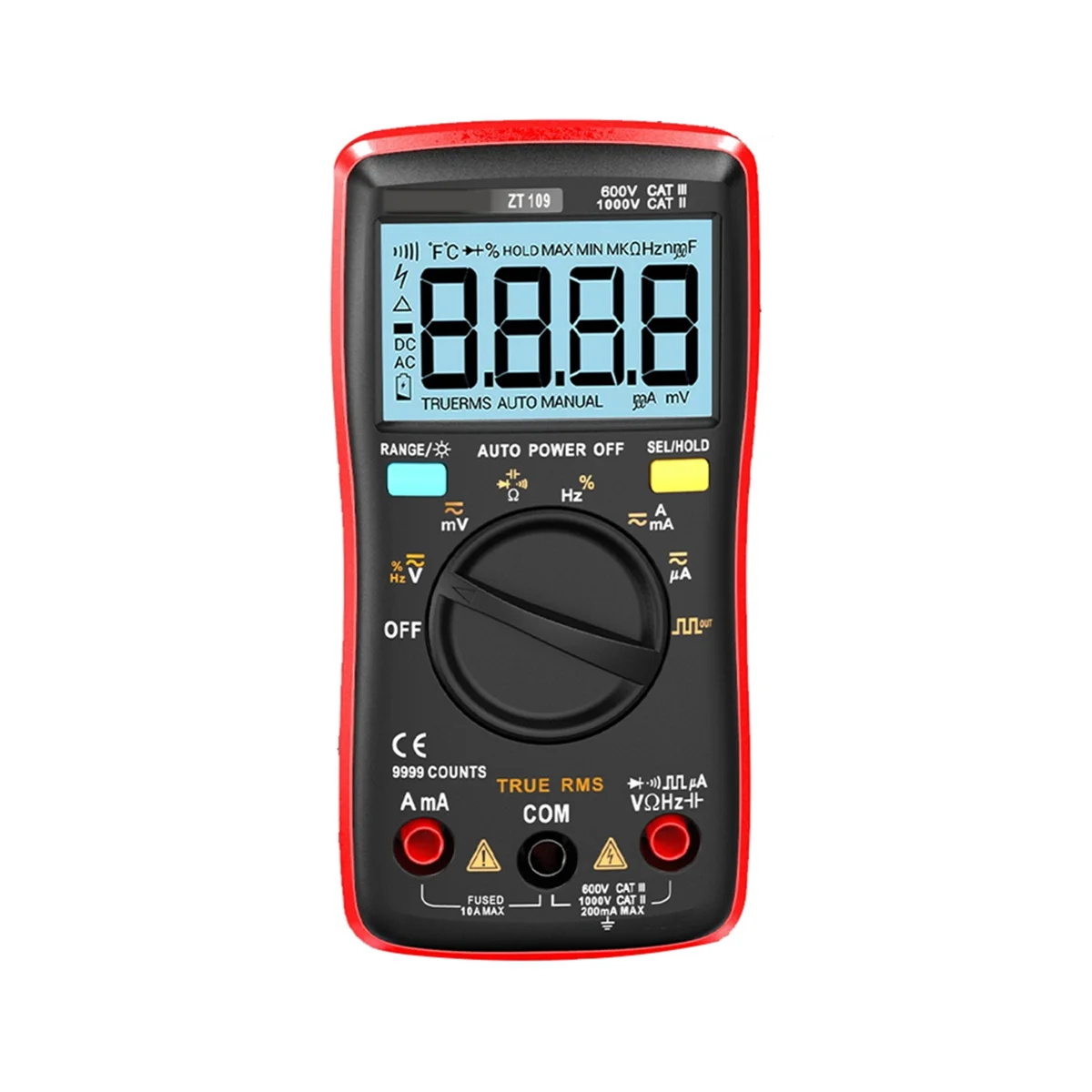 

A71Z AN8009 Backlight LCD Multimeter Tester Voltmeter Meter Portable Multifunctional Intelligent Detector Red