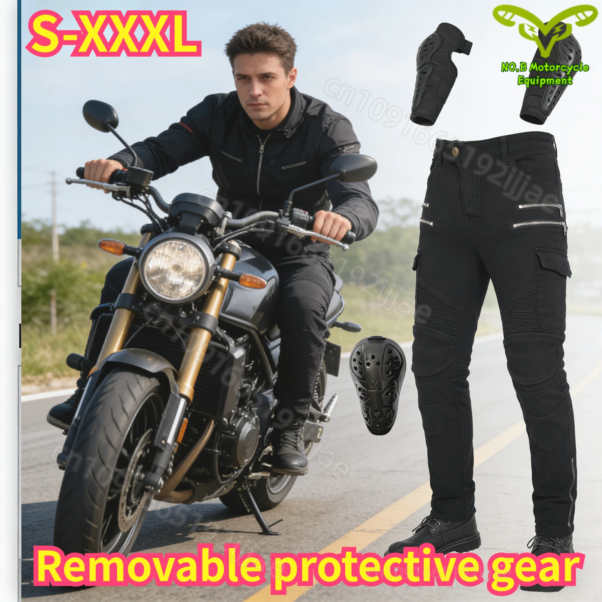 New Double Zipper Metal Style Motocross Moto Trousers Men For Woman Outdoor Riding Jeans With Protective Gear Motorcycle Pants