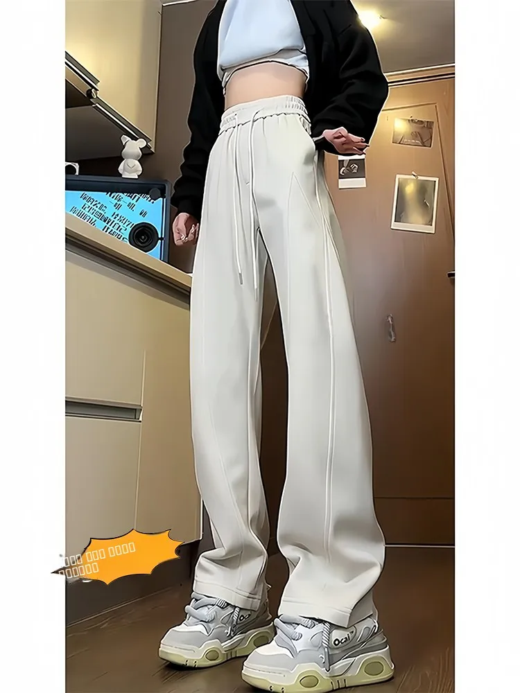 

American Retro Men's Thiened Straight Leg Scythe Pants Autumn Sports Trousers High Waist No Ironing Needed Casual Faion