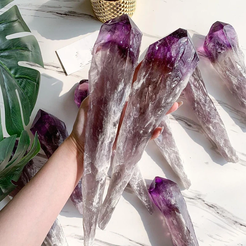 

Amethyst-Quartz Brazi Natural Amethyst Crystal Backbone Stone Scepter Cluster Reiki Healing Mineral Specimen