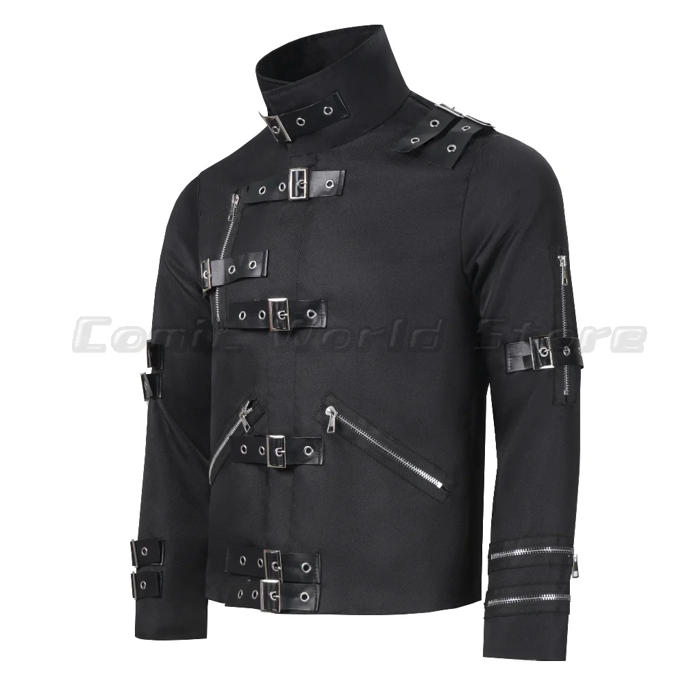 Michael Jackson cosplay Costume BAD Punk Jacket Black Slim BAD Jacket Costume Clothing hat set for Man Adore Stars Impersonator - view 3