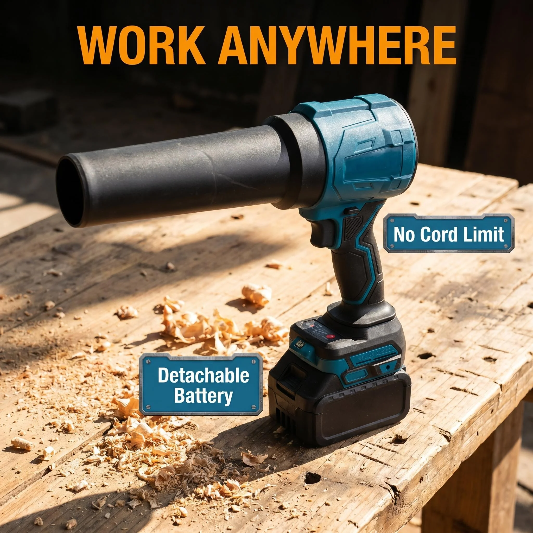 Cordless Turbo Leaf Blower, Powerful Handheld Electric Air Blower For Rapid Garden, Lawn & Driveway Debris Cleanup