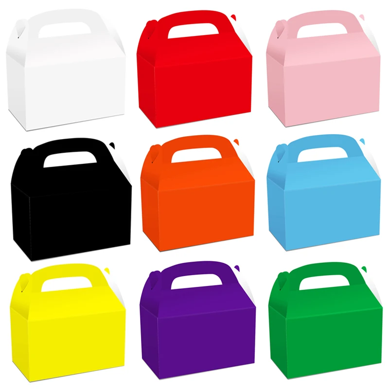 4/36 Uds. Caja de dulces para fiesta de cumpleaños de niño y niña, rosa, rojo, azul, morado, verde y amarillo, decoración de caja de regalo, caja de papel de Color sólido, venta al por mayor