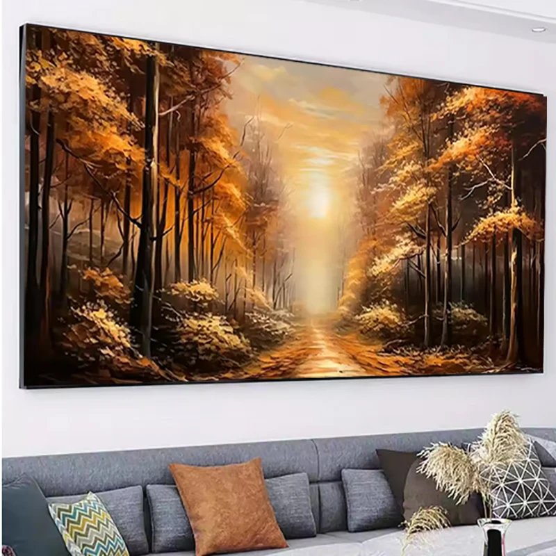 

Golden Forest Artwork Sunrise Scenery 5D DIY Diamond Painting Kit Diamond Mosaic Cross Stitch Kit Rhinestone Home Decoration