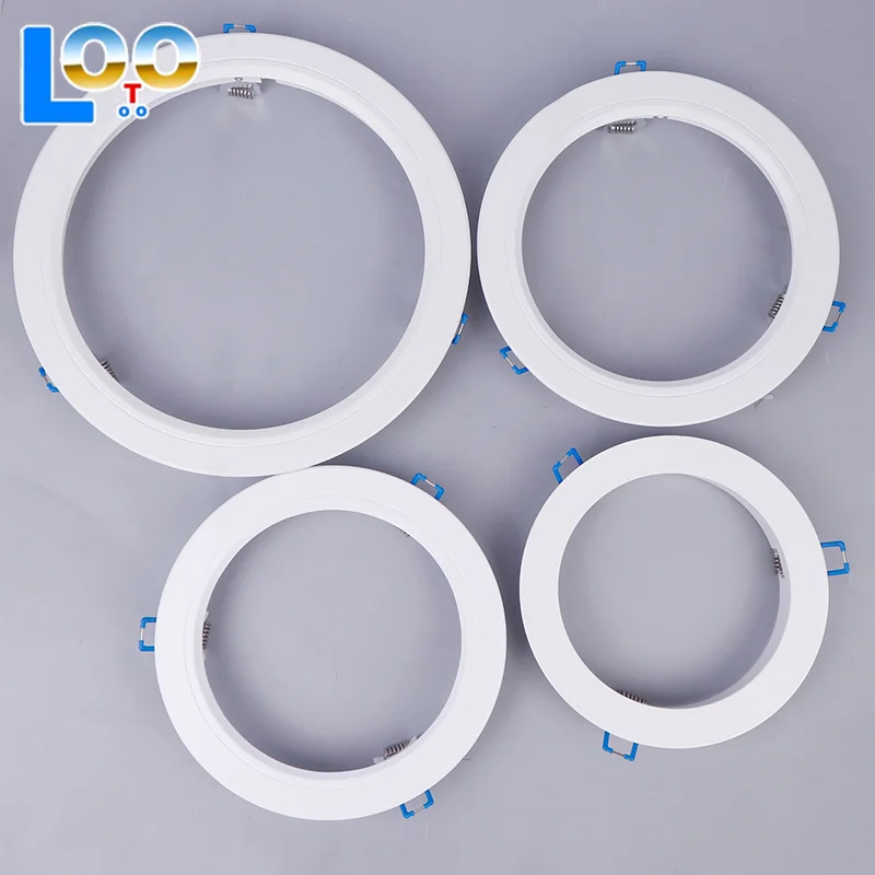 Soportes de foco LED para Downlight, adaptadores de soporte de luz, anillos de sombra de lámpara, agujero, marcos exteriores blancos, círculos recortados