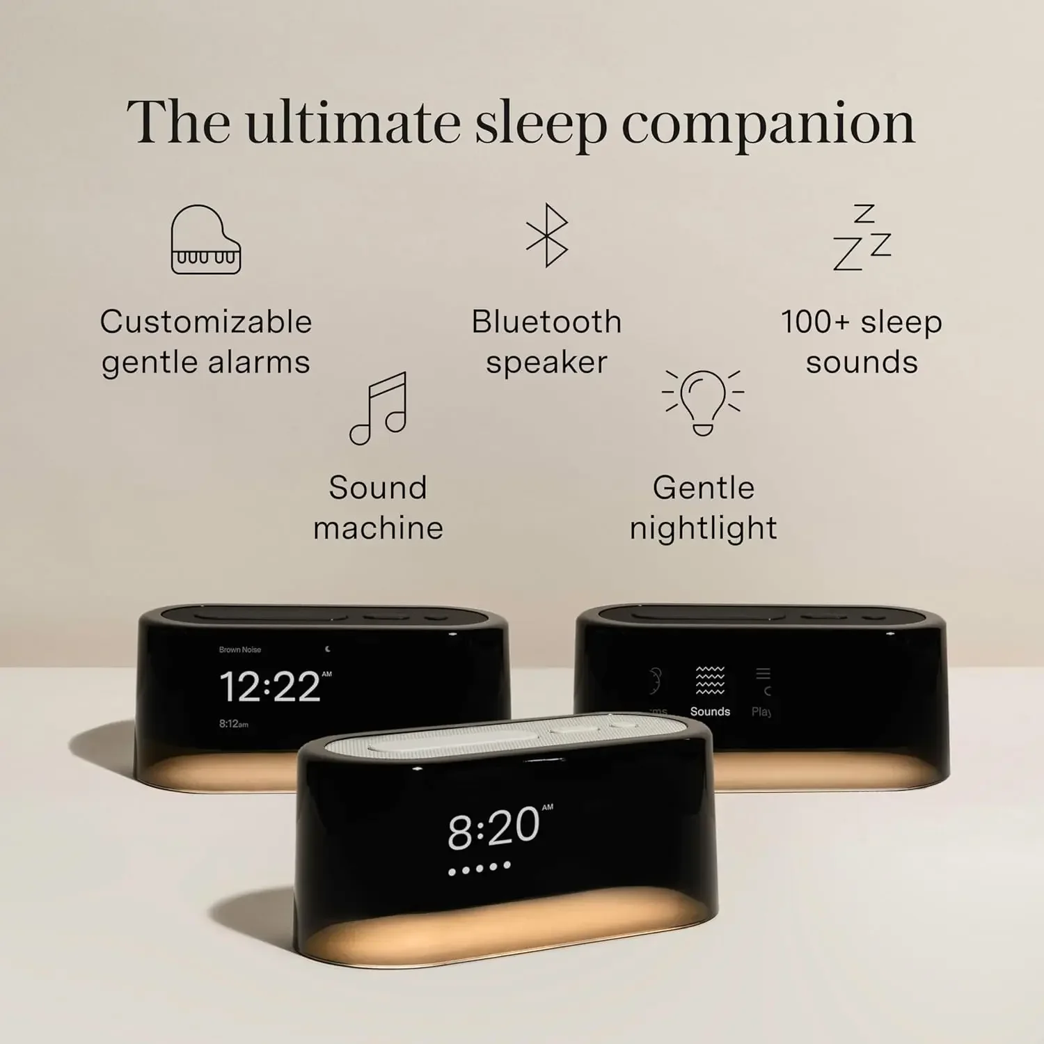 Smart Alarm Clocks for Bedroom - Sound Machine Alarm Clock w/Light, Bluetooth Speaker, White Noise, Nature Sounds, Nightlight, B