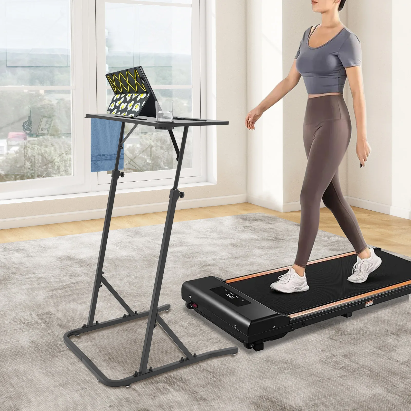 

Регулируемый стол-стойка для велотренажера 25.4-56.3 дюйма, рабочая станция для велотренажера, компьютерный стол для фитнеса стоя